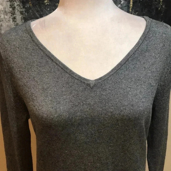 Express Silk Cashmere Blend 3/4 Sleeve V Neck Front and Back Pullover Sweater-L - Picture 5 of 10